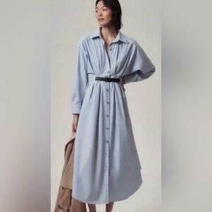 Anthropologie Pleated Buckle Midi Shirt
Dress Sz 8 Blue NWT